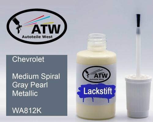 Chevrolet, Medium Spiral Gray Pearl Metallic, WA812K: 20ml Lackstift, von ATW Autoteile West.